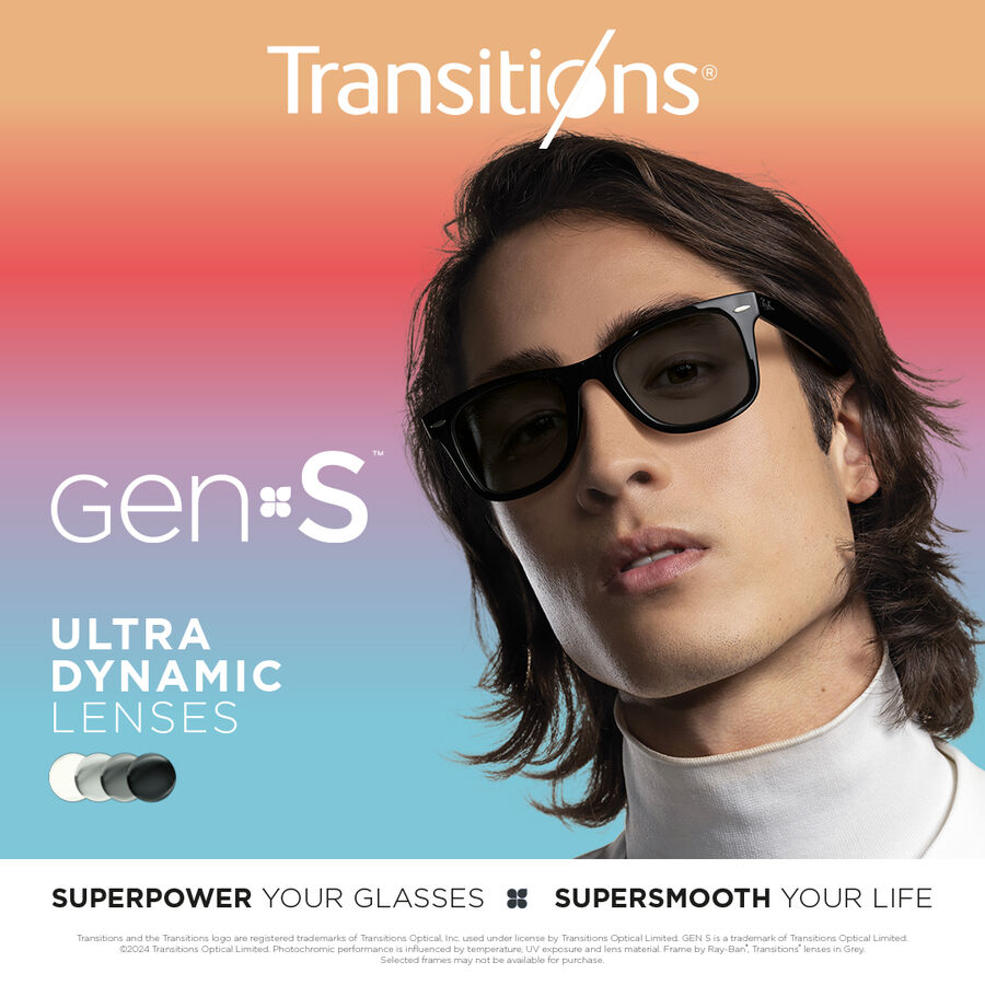 Man wearing darkened Transitions lenses